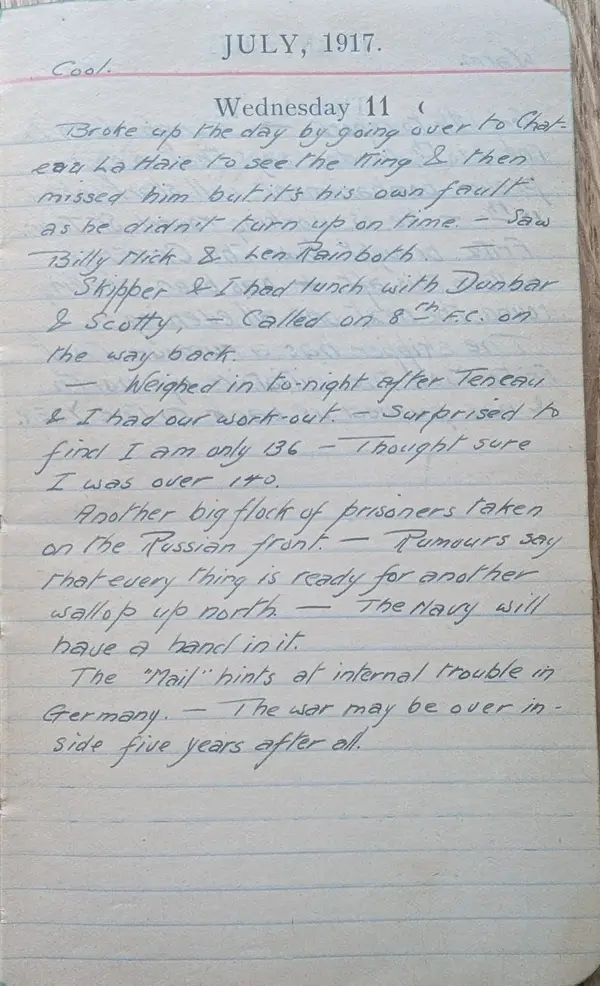 Diary scan, July 11, 1917 (Wednesday)