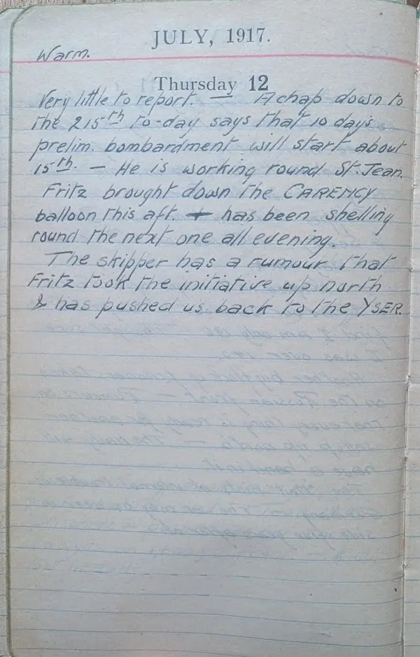 Diary scan, July 12, 1917 (Thursday)