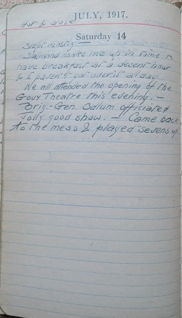 Diary scan, July 14, 1917 (Saturday)