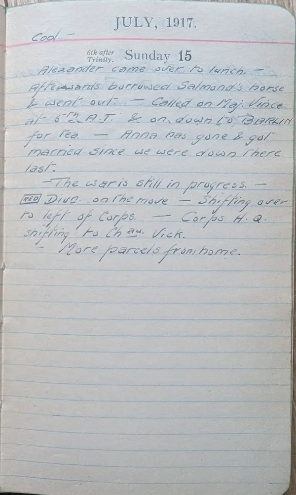 Diary scan, July 15, 1917 (Sunday)