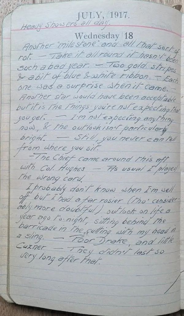 Diary scan, July 18, 1917 (Wednesday)