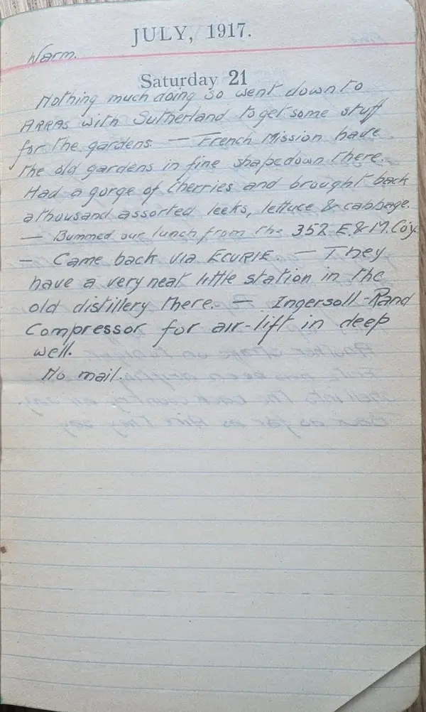 Diary scan, July 21, 1917 (Saturday)