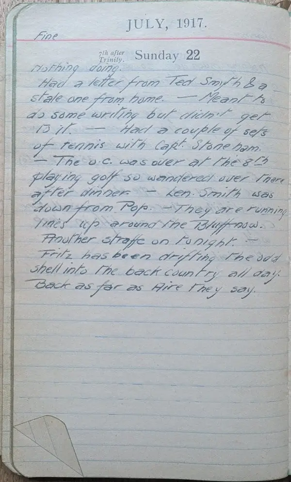 Diary scan, July 22, 1917 (Sunday)