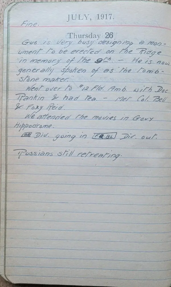Diary scan, July 26, 1917 (Thursday)