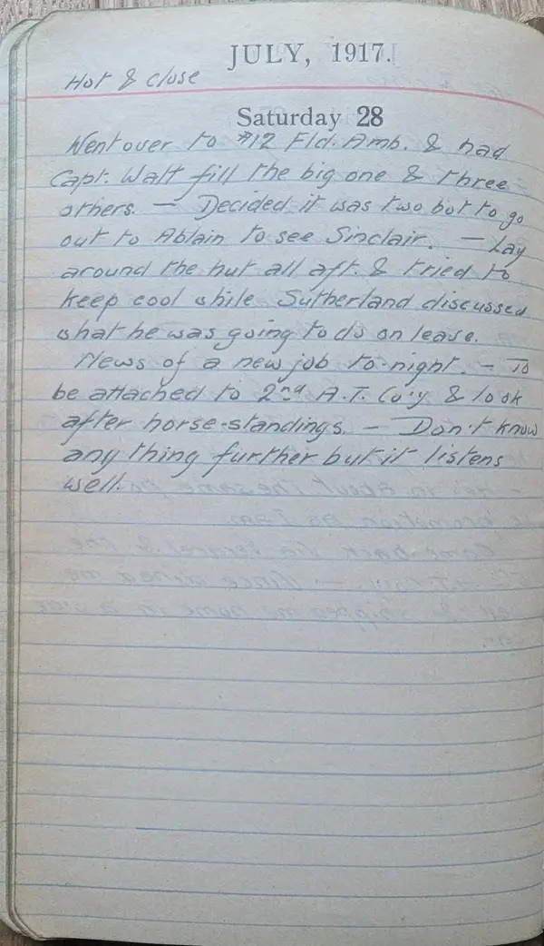 Diary scan, July 28, 1917 (Saturday)