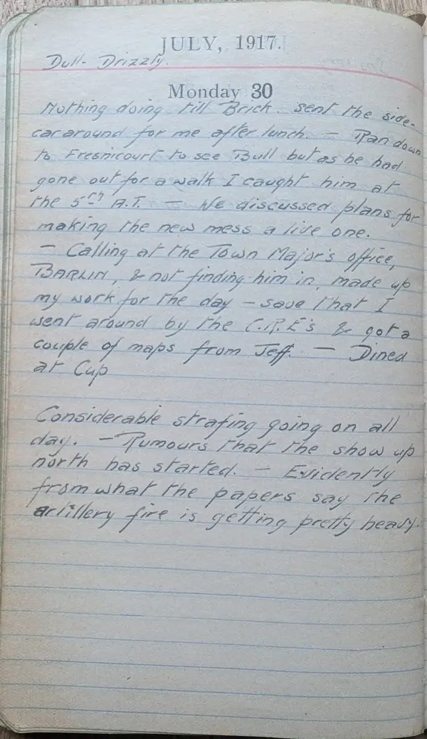 Diary scan, July 30, 1917 (Monday)