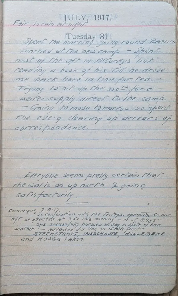 Diary scan, July 31, 1917 (Tuesday)