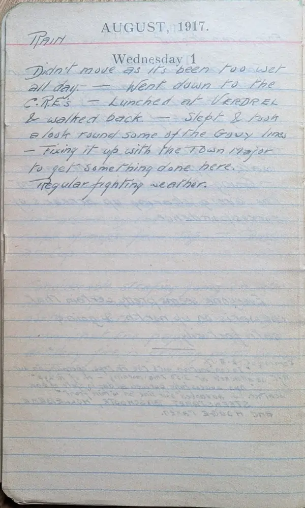 Diary scan, August 1, 1917 (Wednesday)