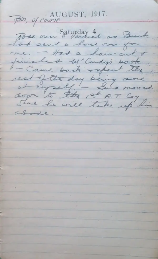 Diary scan, August 4, 1917 (Saturday)