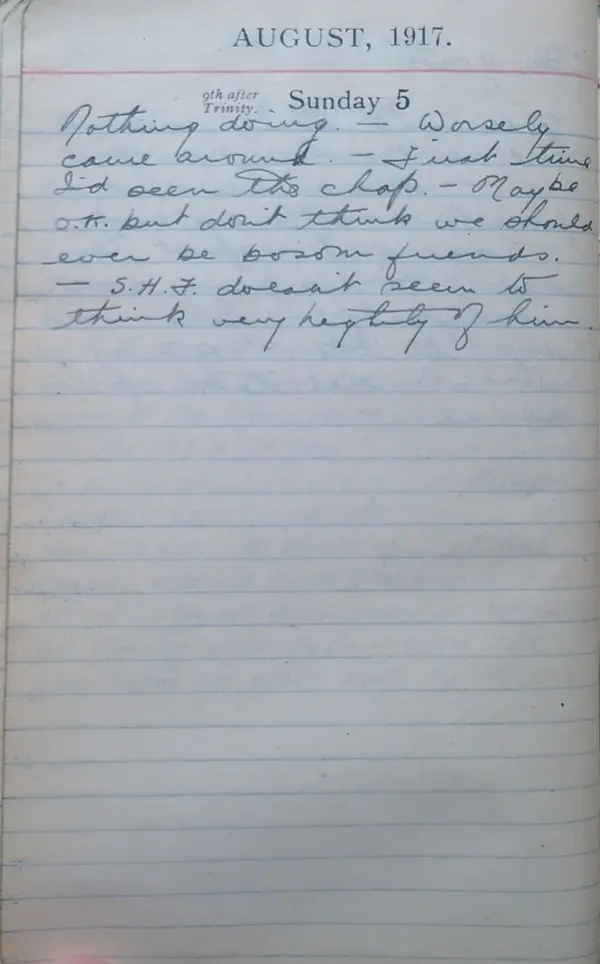 Diary scan, August 5, 1917 (Sunday)
