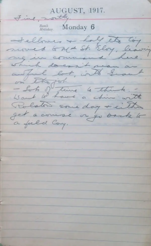 Diary scan, August 6, 1917 (Monday)
