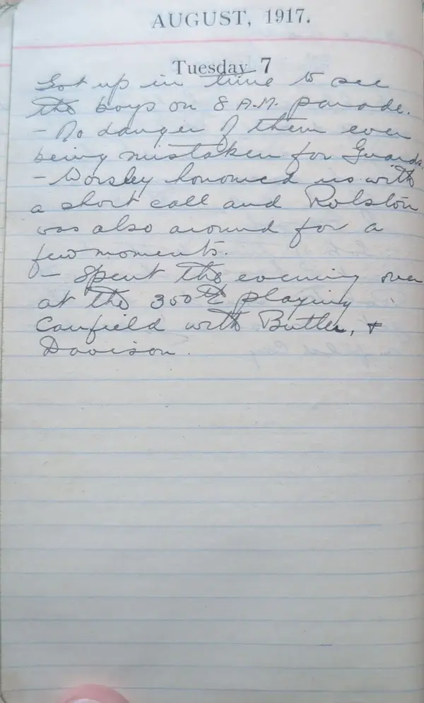 Diary scan, August 7, 1917 (Tuesday)