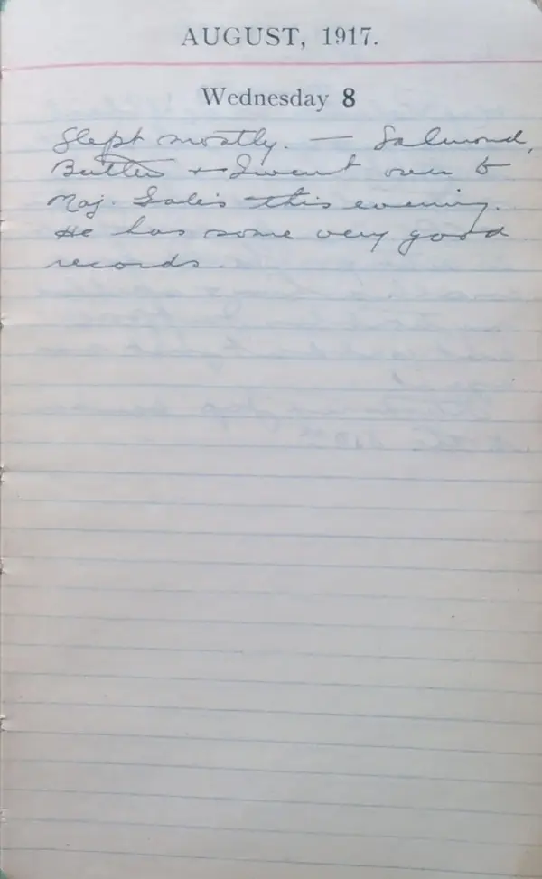 Diary scan, August 8, 1917 (Wednesday)