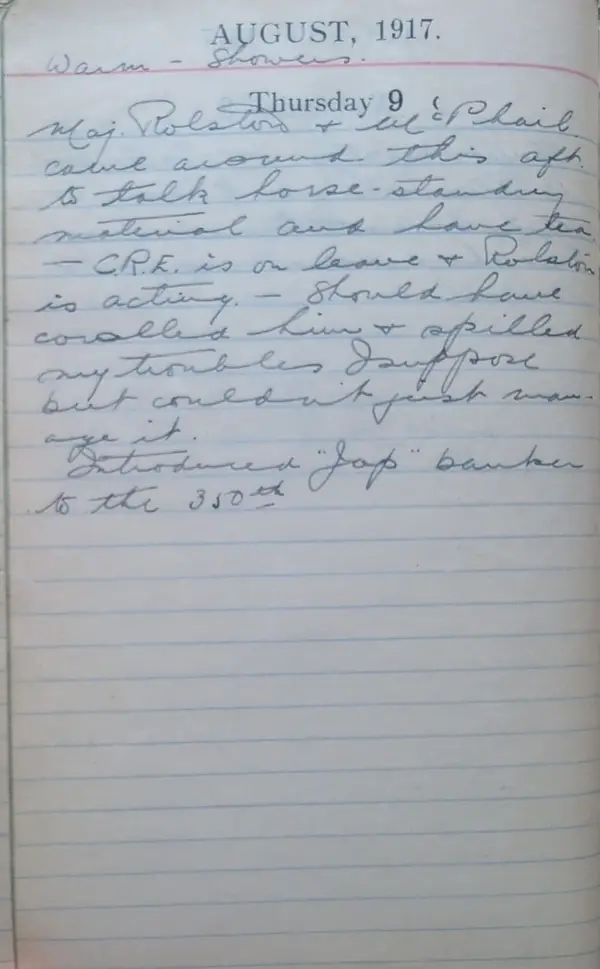 Diary scan, August 9, 1917 (Thursday)
