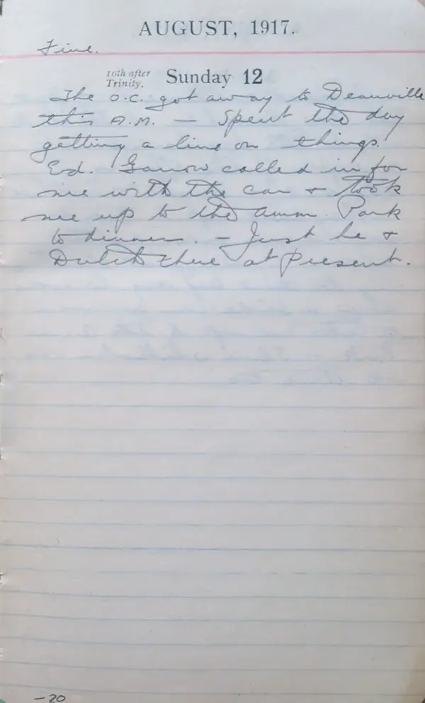 Diary scan, August 12, 1917 (Sunday)