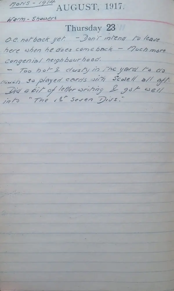 Diary scan, August 23, 1917 (Thursday)