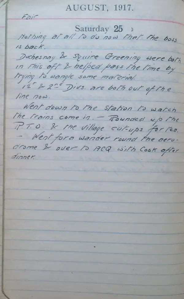 Diary scan, August 25, 1917 (Saturday)