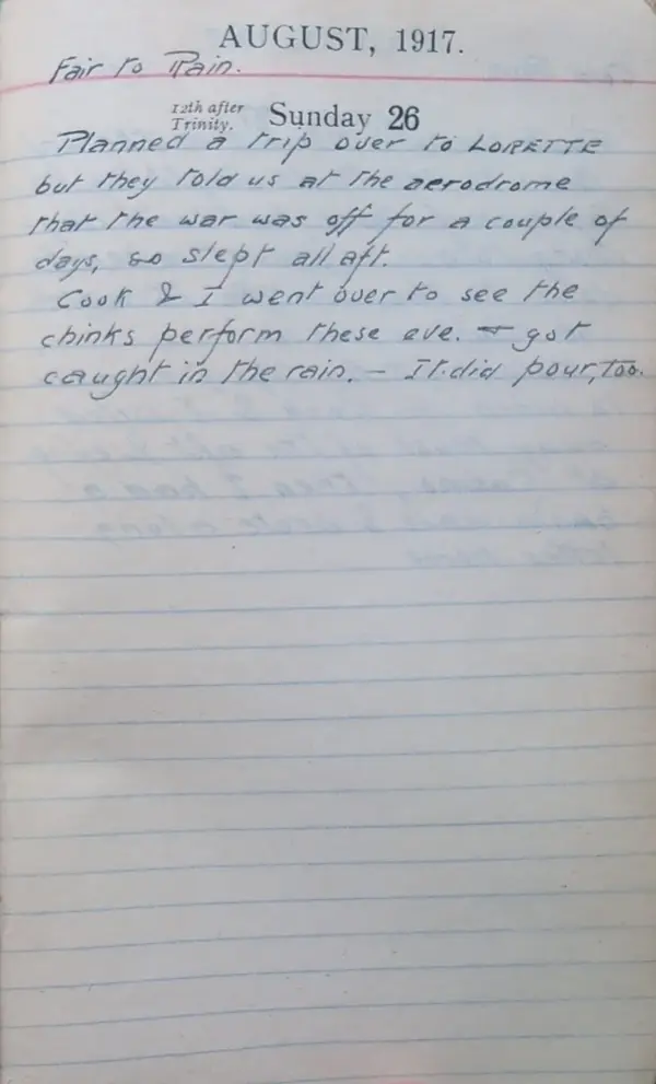 Diary scan, August 26, 1917 (Sunday)