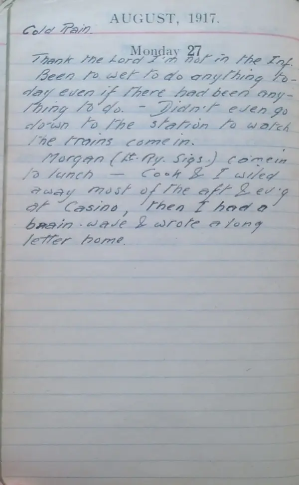Diary scan, August 27, 1917 (Monday)