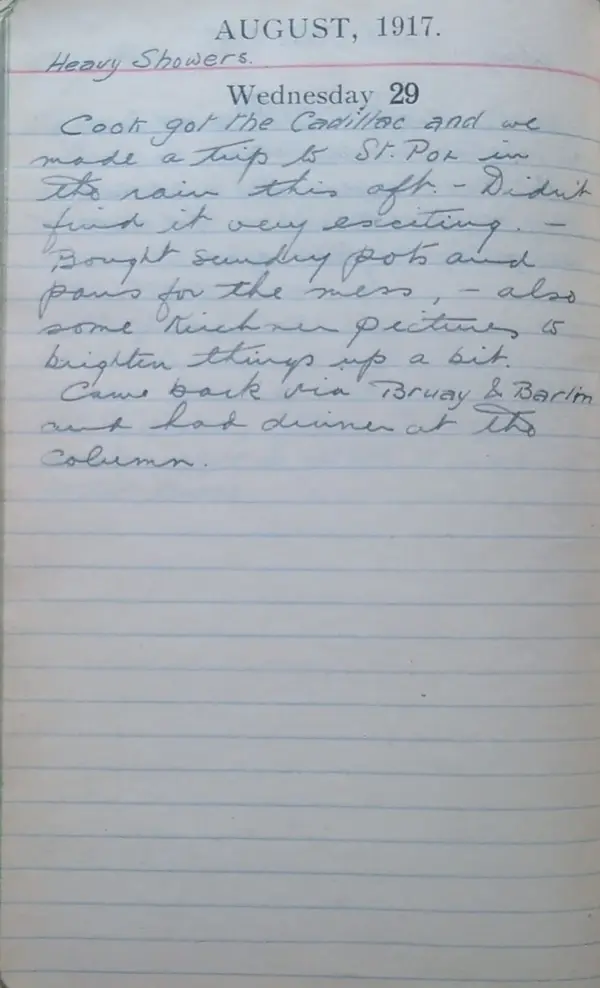 Diary scan, August 29, 1917 (Wednesday)