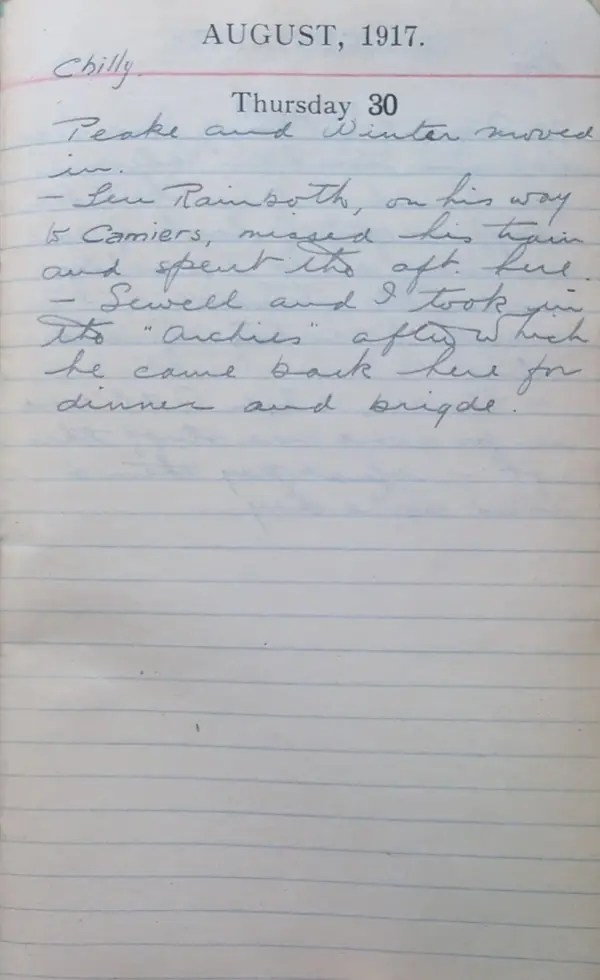 Diary scan, August 30, 1917 (Thursday)