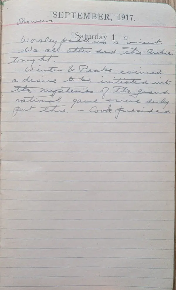 Diary scan, September 1, 1917 (Saturday)