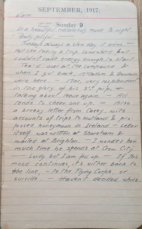 Diary scan, September 9, 1917 (Sunday)