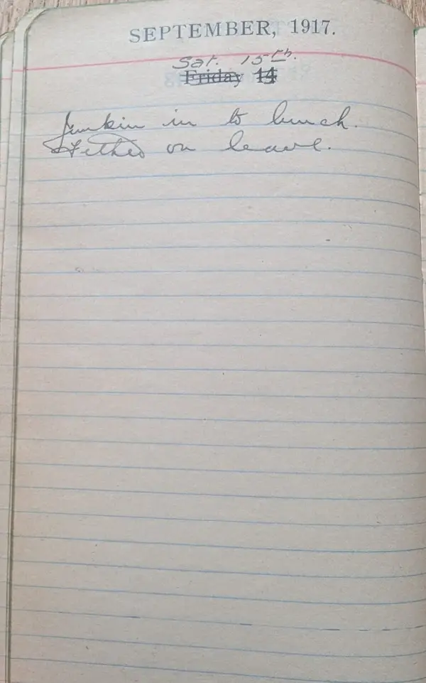 Diary scan, September 15, 1917 (Saturday)