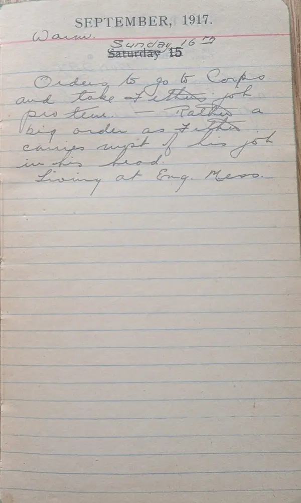 Diary scan, September 16, 1917 (Sunday)