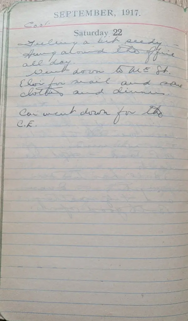 Diary scan, September 22, 1917 (Saturday)