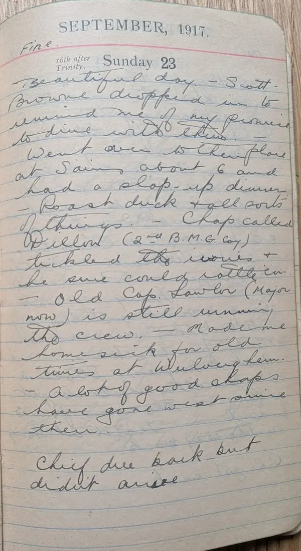 Diary scan, September 23, 1917 (Sunday)