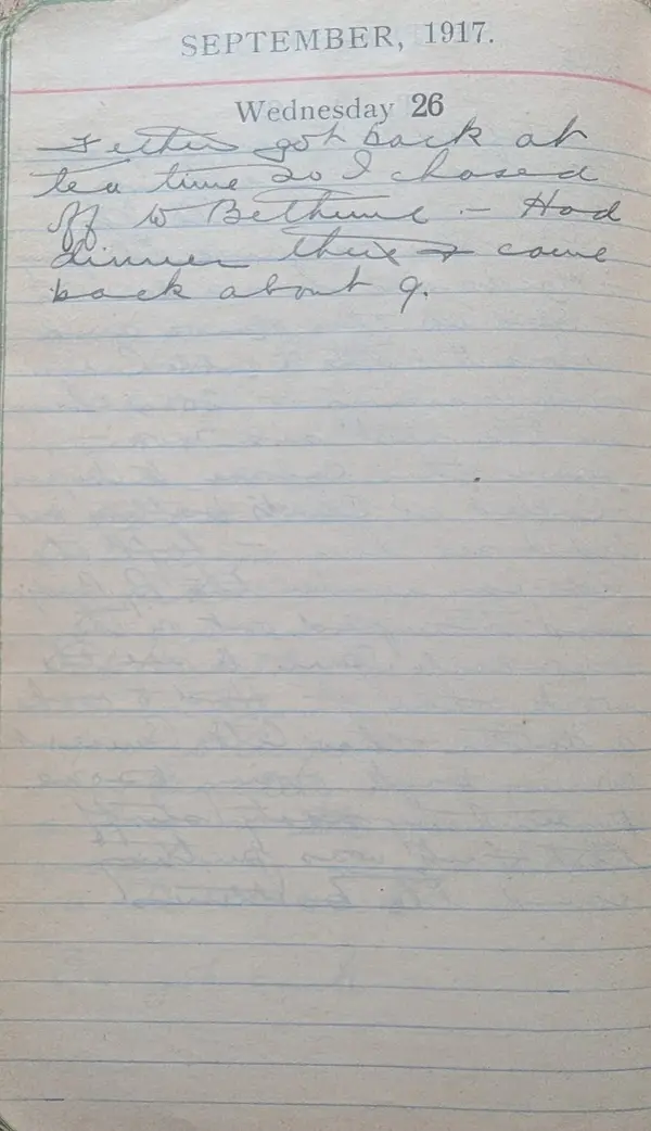 Diary scan, September 26, 1917 (Wednesday)