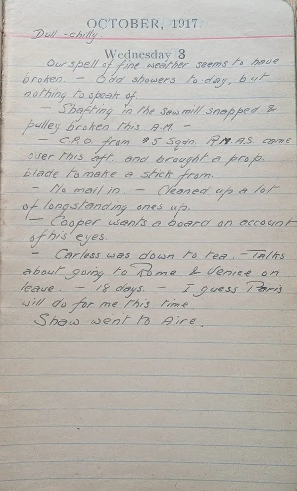 Diary scan, October 3, 1917 (Wednesday)