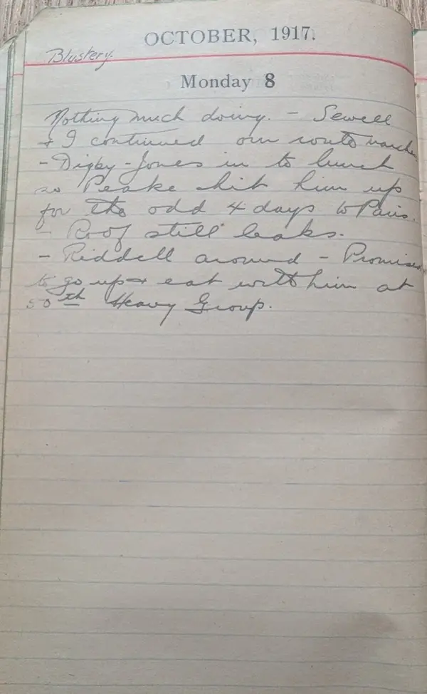 Diary scan, October 8, 1917 (Monday)