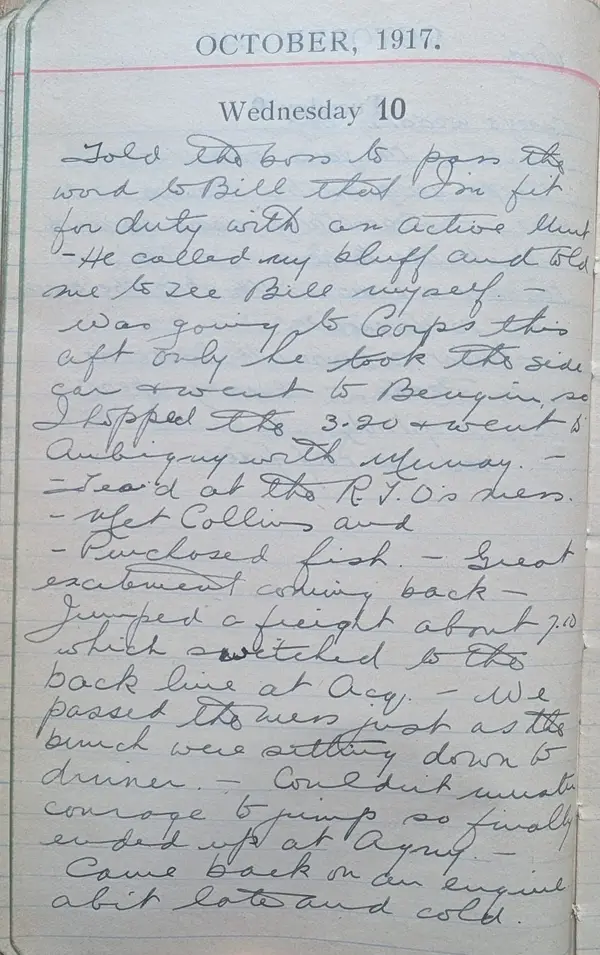 Diary scan, October 10, 1917 (Wednesday)