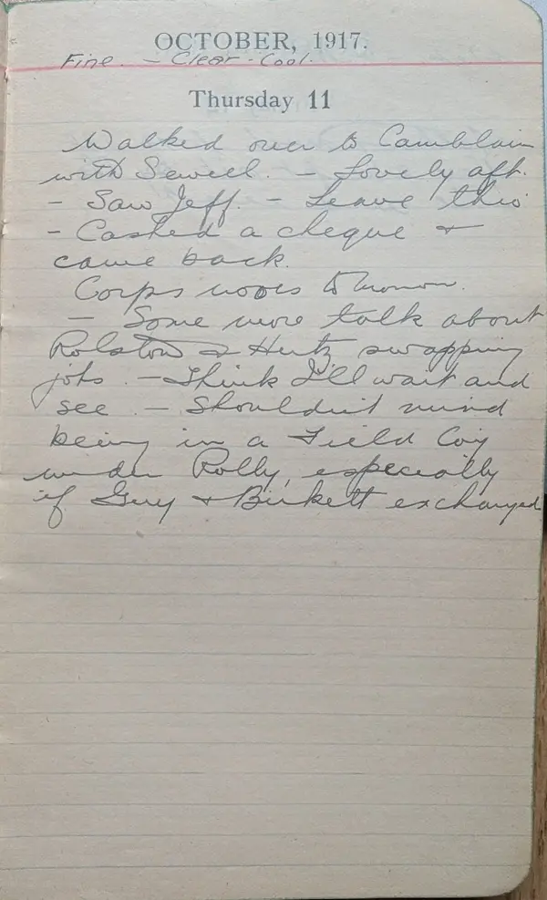 Diary scan, October 11, 1917 (Thursday)