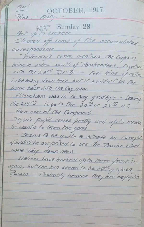 Diary scan, October 28, 1917 (Sunday)