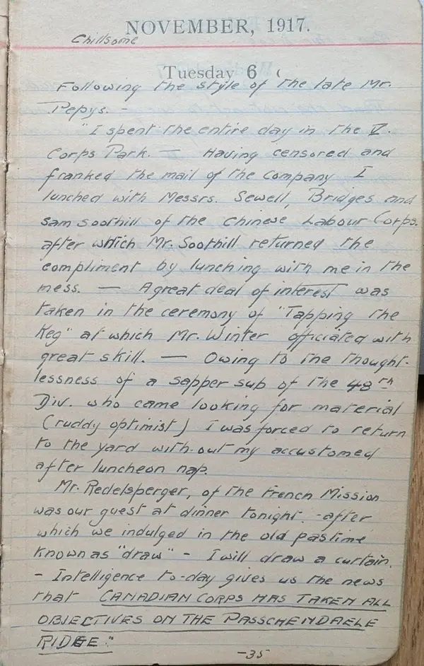 Diary scan, November 6, 1917 (Tuesday)