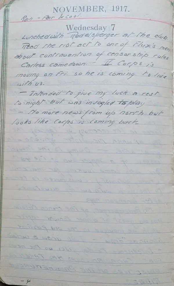 Diary scan, November 7, 1917 (Wednesday)