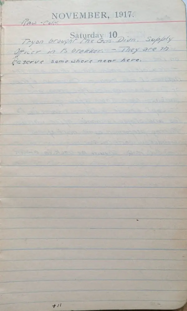 Diary scan, November 10, 1917 (Saturday)