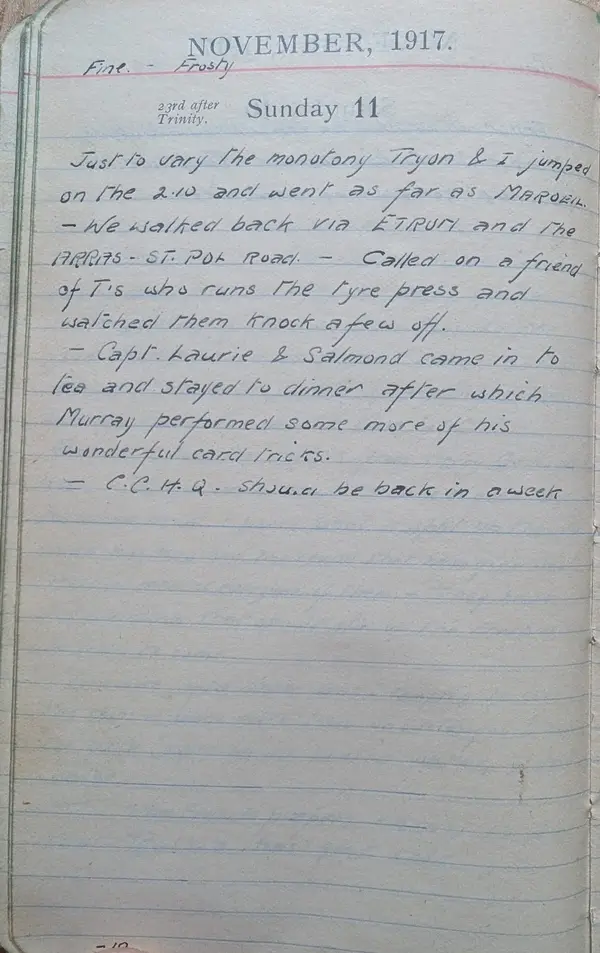 Diary scan, November 11, 1917 (Sunday)