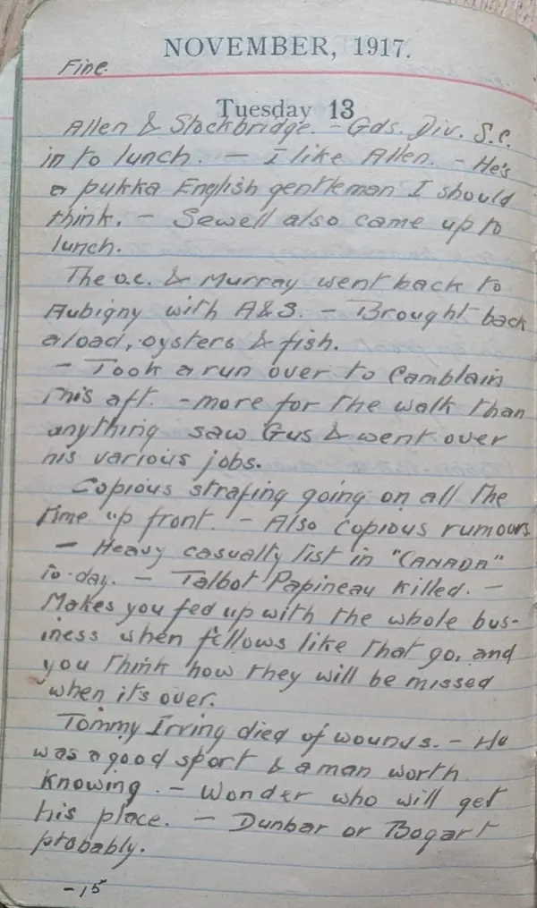 Diary scan, November 13, 1917 (Tuesday)