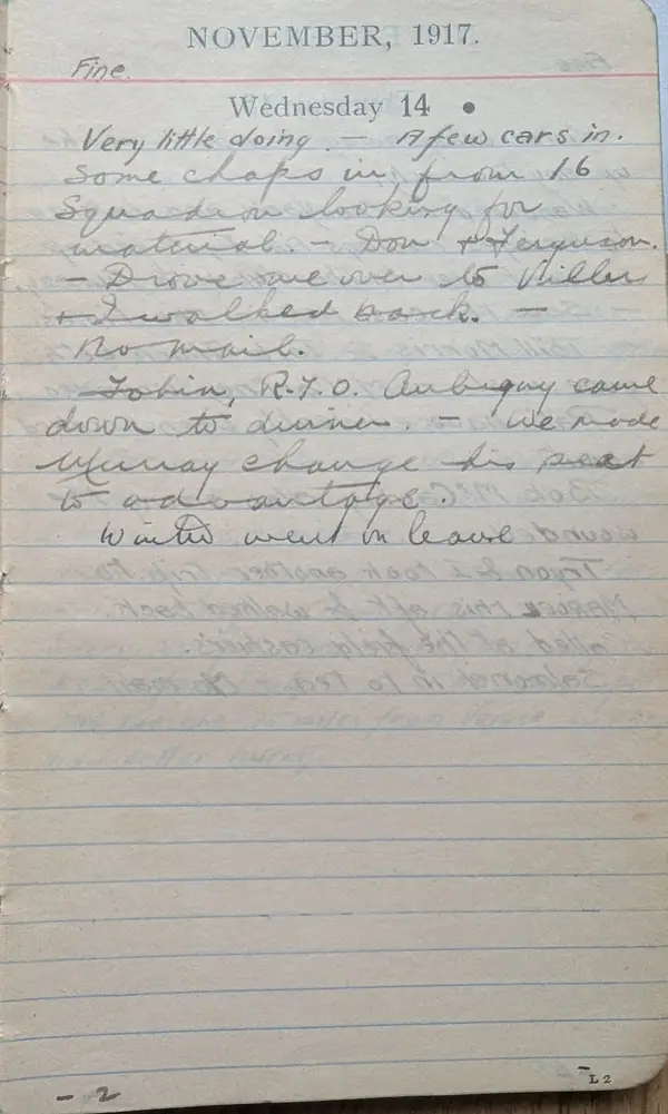 Diary scan, November 14, 1917 (Wednesday)