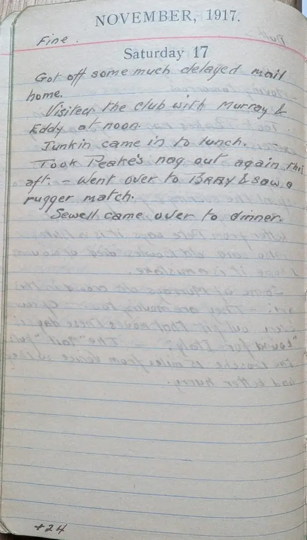 Diary scan, November 17, 1917 (Saturday)