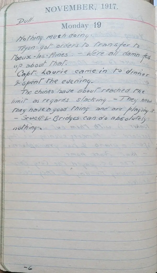 Diary scan, November 19, 1917 (Monday)