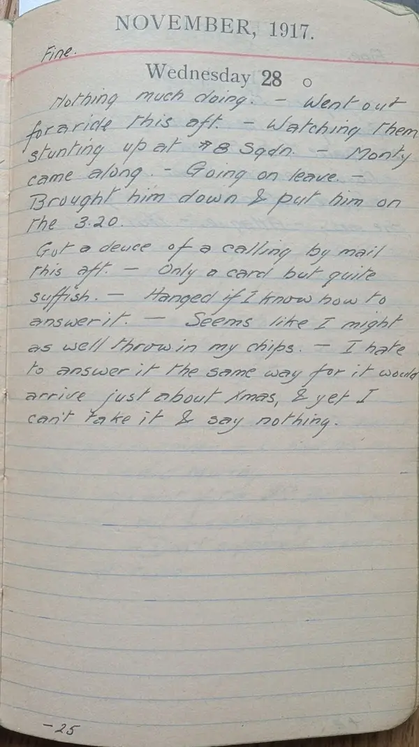 Diary scan, November 28, 1917 (Wednesday)