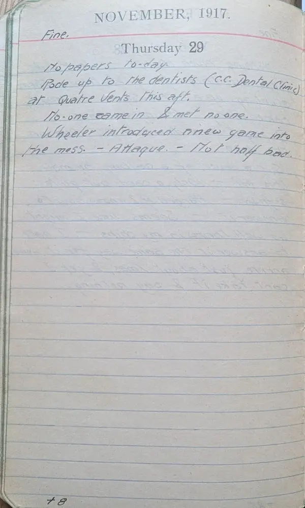 Diary scan, November 29, 1917 (Thursday)