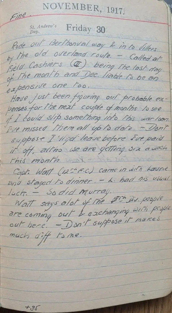 Diary scan, November 30, 1917 (Friday)