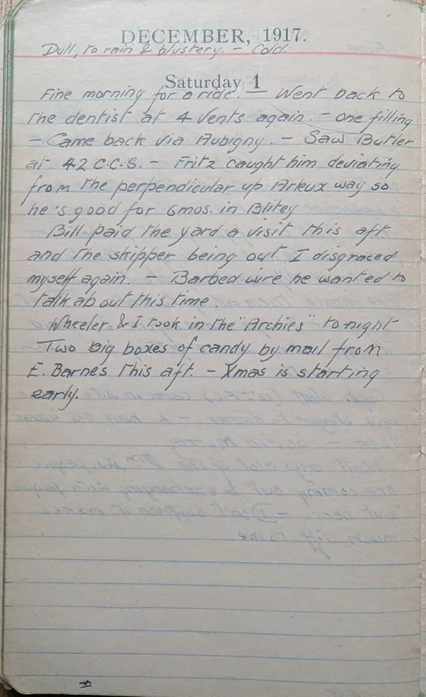 Diary scan, December 1, 1917 (Saturday)