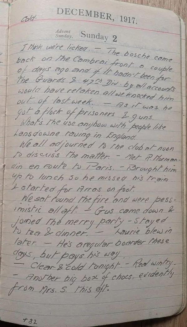 Diary scan, December 2, 1917 (Sunday)